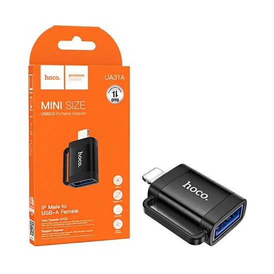 Hoco Adapter UA31A Lightning Male to USB Female Black Hoco Adapter UA31A Lightning Male to USB Female Black